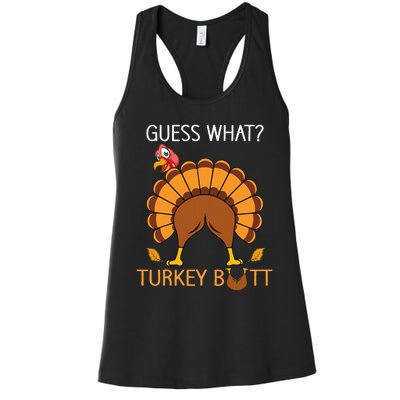 Thanksgiving Guess What Fuuny Turkey Fall Women's Racerback Tank