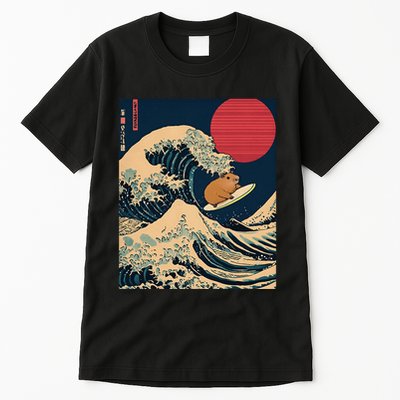 The Great Wave Off Kanagawa Capybara Surfing Japanese Otaku Tall T-Shirt
