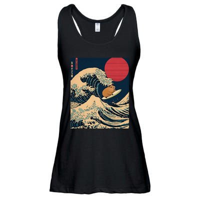 The Great Wave Off Kanagawa Capybara Surfing Japanese Otaku Ladies Essential Flowy Tank