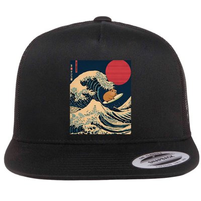 The Great Wave Off Kanagawa Capybara Surfing Japanese Otaku Flatbill Hat