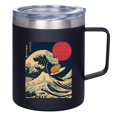 The Great Wave Off Kanagawa Capybara Surfing Japanese Otaku 12oz Stainless Steel Coffee Mug