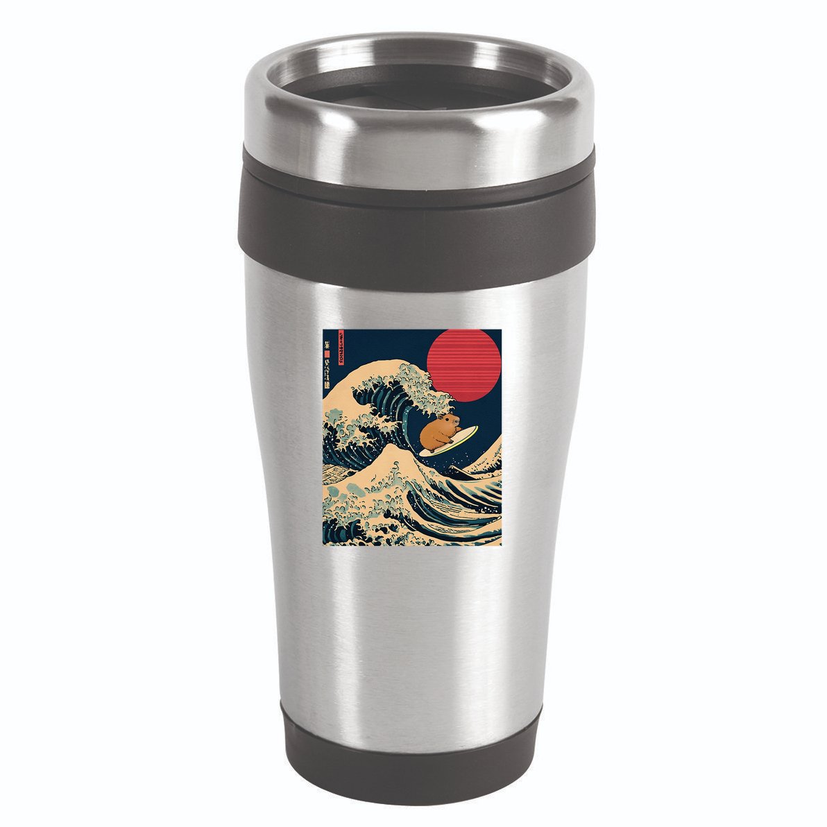 The Great Wave Off Kanagawa Capybara Surfing Japanese Otaku 16oz Travel Tumbler