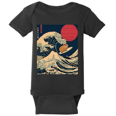 The Great Wave Off Kanagawa Capybara Surfing Japanese Otaku Baby Bodysuit