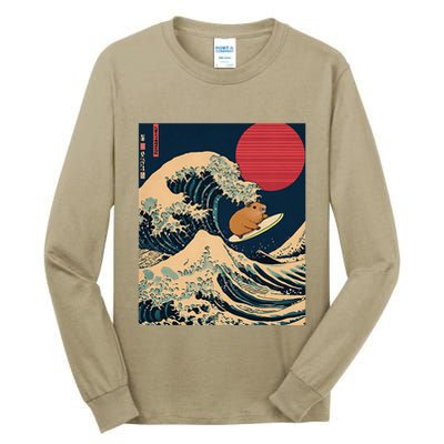 The Great Wave Off Kanagawa Capybara Surfing Japanese Otaku Tall Long Sleeve T-Shirt