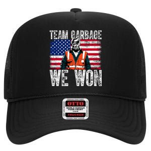 Team Garbage We Won Team Garbage For Trump 2024 Elections High Crown Mesh Back Trucker Hat