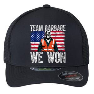 Team Garbage We Won Team Garbage For Trump 2024 Elections Flexfit Unipanel Trucker Cap