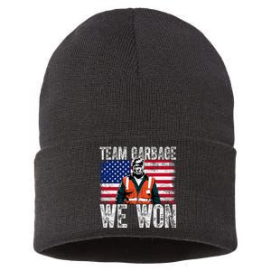 Team Garbage We Won Team Garbage For Trump 2024 Elections Sustainable Knit Beanie