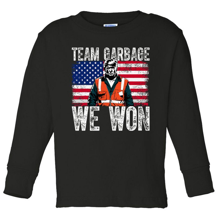 Team Garbage We Won Team Garbage For Trump 2024 Elections Toddler Long Sleeve Shirt