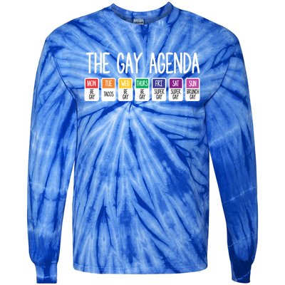 The Gay Weekly Agenda Funny Lgbt Pride Rainbow Cute Gift Tie-Dye Long Sleeve Shirt