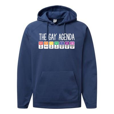 The Gay Weekly Agenda Funny Lgbt Pride Rainbow Cute Gift Performance Fleece Hoodie