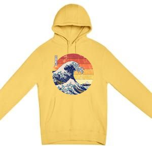 The Great Wave Kanagawa Hokusai Japanese Retro Premium Pullover Hoodie