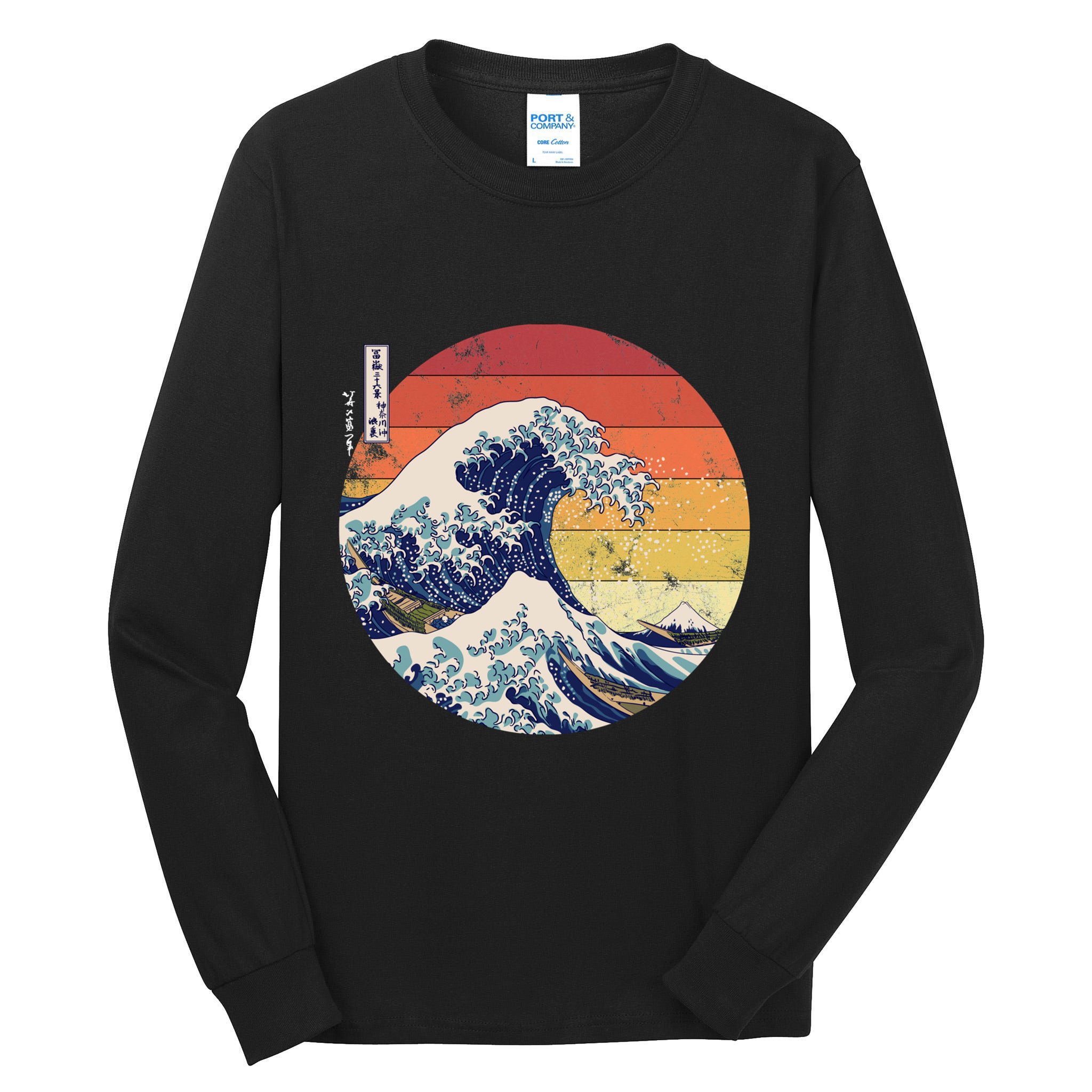 The Great Wave Kanagawa Hokusai Japanese Retro Tall Long Sleeve T-Shirt