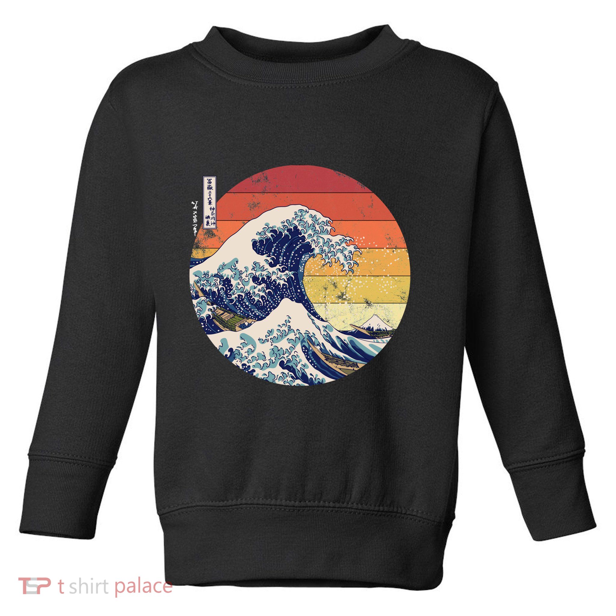 The Great Wave Kanagawa Hokusai Japanese Retro Toddler Sweatshirt