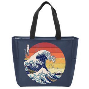 The Great Wave Kanagawa Hokusai Japanese Retro Zip Tote Bag