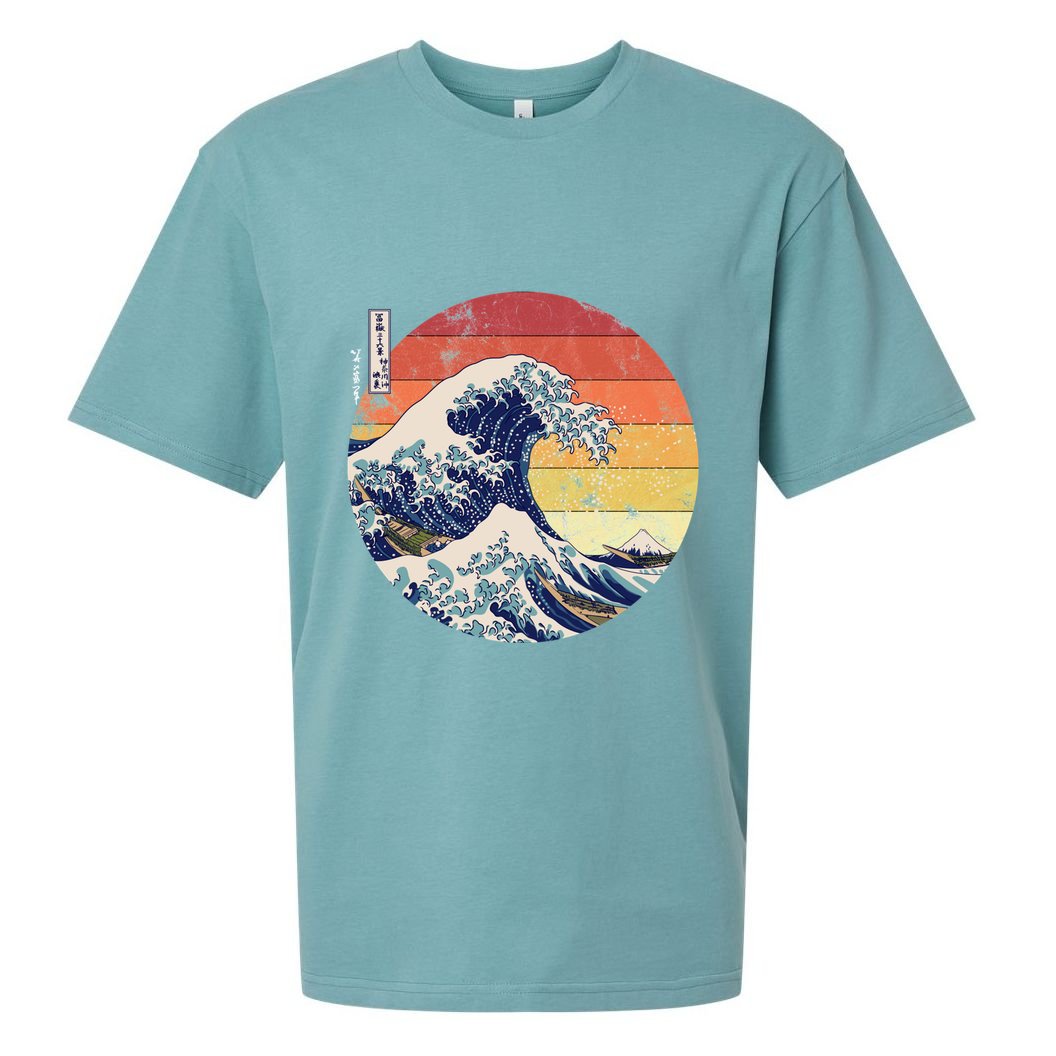 The Great Wave Kanagawa Hokusai Japanese Retro Sueded Cloud Jersey T-Shirt