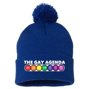 The Gay Weekly Agenda Funny Lgbt Pride Rainbow Gift Pom Pom 12in Knit Beanie