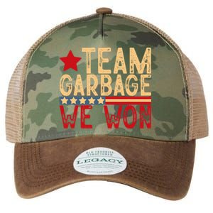 Team Garbage We Won Team Garbage For Trump 2024 Elections Legacy Tie Dye Trucker Hat