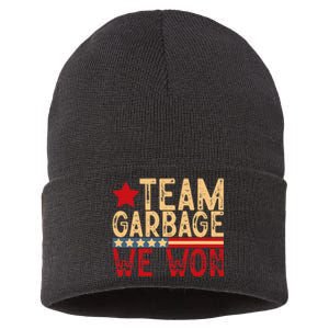 Team Garbage We Won Team Garbage For Trump 2024 Elections Sustainable Knit Beanie