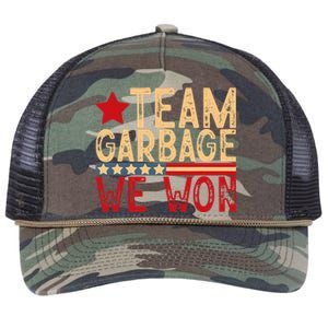 Team Garbage We Won Team Garbage For Trump 2024 Elections Retro Rope Trucker Hat Cap