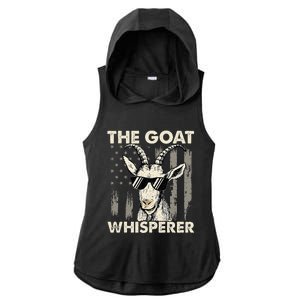 The Goat Whisperer USA American Flag Farm Ladies PosiCharge Tri-Blend Wicking Draft Hoodie Tank