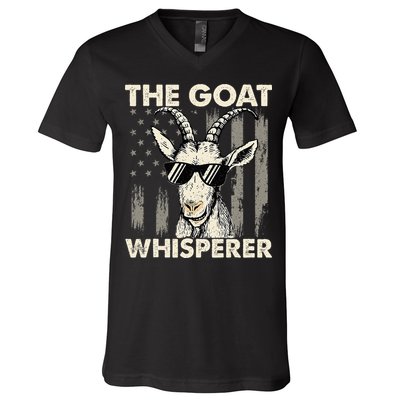 The Goat Whisperer USA American Flag Farm V-Neck T-Shirt
