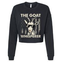 The Goat Whisperer USA American Flag Farm Cropped Pullover Crew