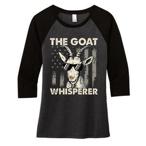 The Goat Whisperer USA American Flag Farm Women's Tri-Blend 3/4-Sleeve Raglan Shirt