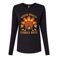 Thanksgiving Guess What Turkey Butt Womens Cotton Relaxed Long Sleeve T-Shirt