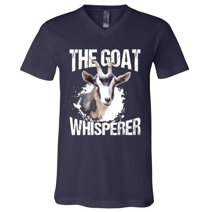 The Goat Whisperer Funny Goat Lover Farmer Gift V-Neck T-Shirt