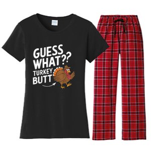 Thanksgiving Guess What Turkey Butt Women's Flannel Pajama Set