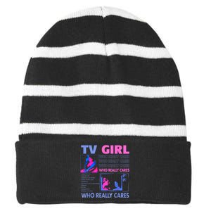 Tv Girl Who Really Care Striped Beanie with Solid Band