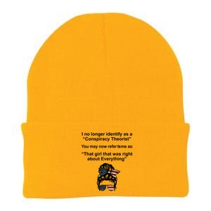 The Girl Who Was Right About Everything Conspiracy Theorist USA Knit Cap Winter Beanie