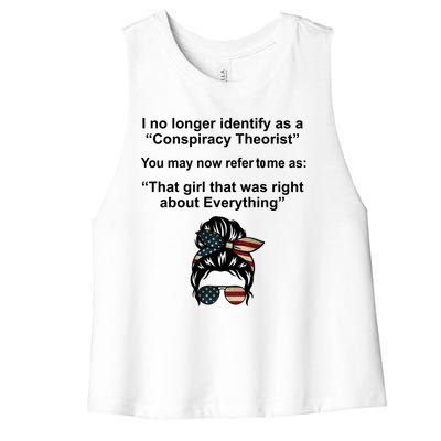 The Girl Who Was Right About Everything Conspiracy Theorist USA Women's Racerback Cropped Tank