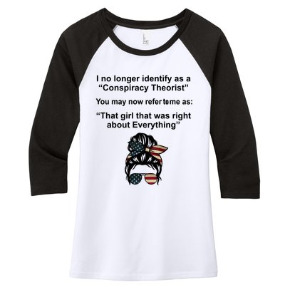 The Girl Who Was Right About Everything Conspiracy Theorist USA Women's Tri-Blend 3/4-Sleeve Raglan Shirt