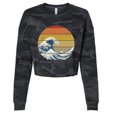 The Great Wave Off Kanagawa Vintage Sunset Meaningful Gift Cropped Pullover Crew