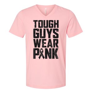 Tough Guys Wear Pink Breast Cancer Awareness Gifts V-Neck T-Shirt