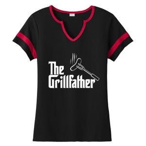 The Grillfather With A Hot Dog Gift Ladies Halftime Notch Neck Tee