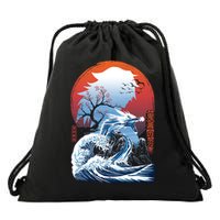 The Great Water Dragon Drawstring Bag