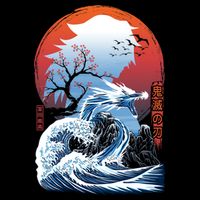 The Great Water Dragon Drawstring Bag