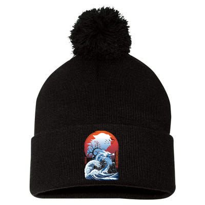 The Great Water Dragon Pom Pom 12in Knit Beanie