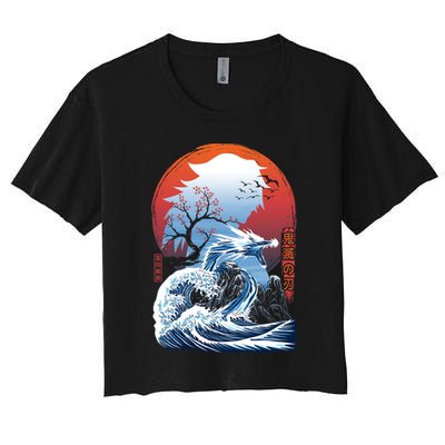 The Great Water Dragon Women's Crop Top Tee