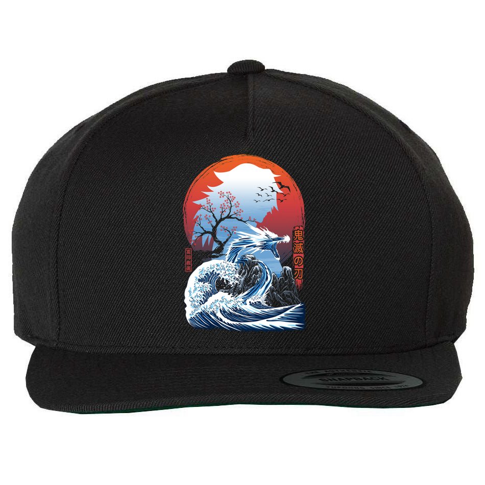 The Great Water Dragon Wool Snapback Cap