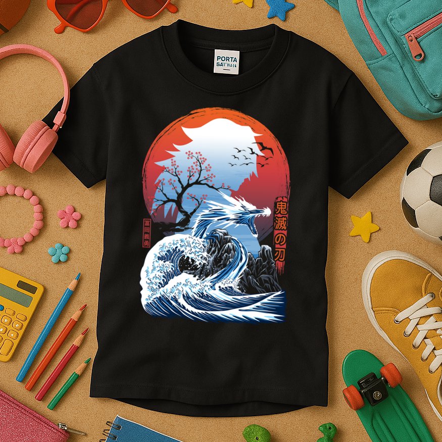 The Great Water Dragon Kids T-Shirt