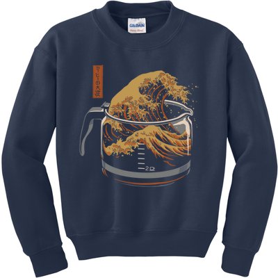 The Great Wave Of Coffee Kids Sweatshirt