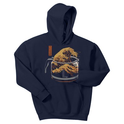 The Great Wave Of Coffee Kids Hoodie