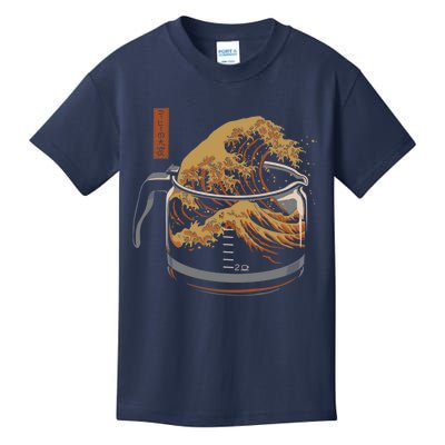 The Great Wave Of Coffee Kids T-Shirt