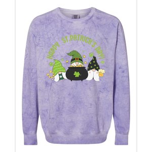 Three Gnomes With Shamrock Happy St Patrick's Day Colorblast Crewneck Sweatshirt