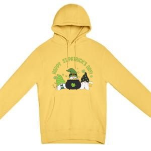 Three Gnomes With Shamrock Happy St Patrick's Day Premium Pullover Hoodie