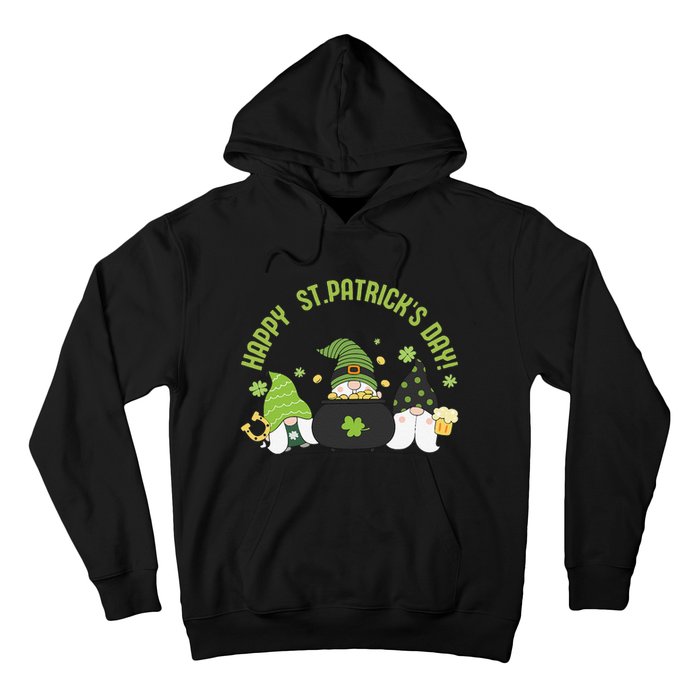 Three Gnomes With Shamrock Happy St Patrick's Day Hoodie