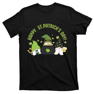 Three Gnomes With Shamrock Happy St Patrick's Day T-Shirt